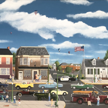 Print : Lititz Classic Car Cruise - Panel #3-   6" x 12"  Framed Giclee Canvas Print