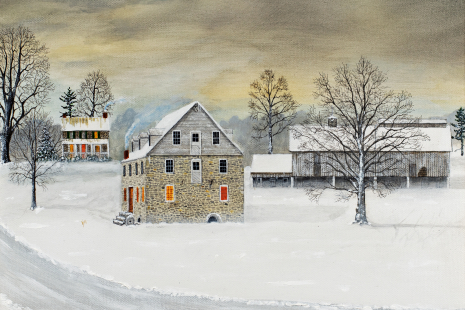 Baumgardner's Mill and Farm, Winter, Christopher Lanser Fine Art, Lancaster PA