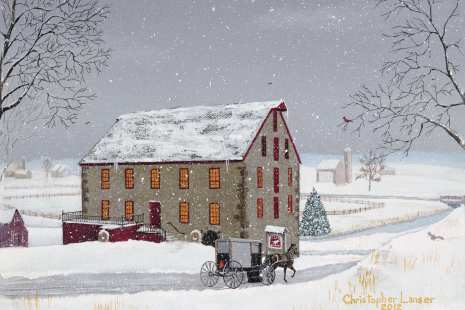 Winter, Christmas, White Horse, Mill