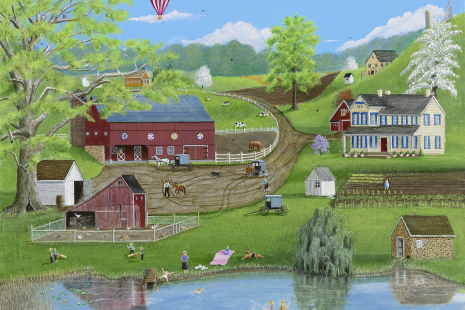 Oil Painting, Amish, Saturday Evening Fun, Christopher Lanser Fine Art