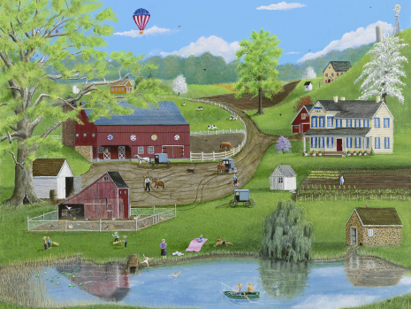 Oil Painting, Amish, Saturday Evening Fun, Christopher Lanser Fine Art